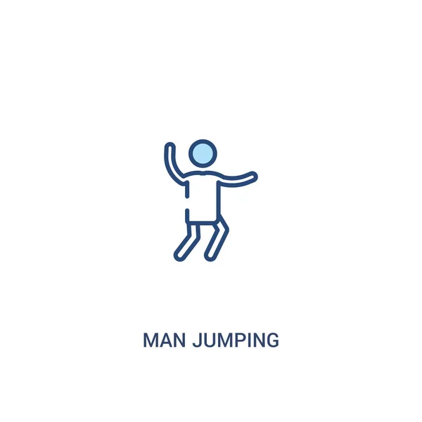 Adam atlama kavramı 2 renkli simge. basit çizgi elemanı illustra — Stok Vektör