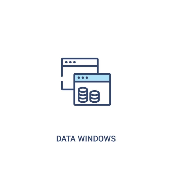 Conceito de janelas de dados 2 ícone colorido. elemento de linha simples illustr — Vetor de Stock