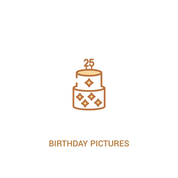 Concepto de imágenes de cumpleaños 2 icono de color. elemento de línea simple il — Vector de stock