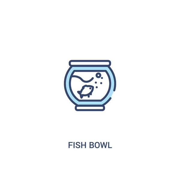 Conceito tigela de peixe 2 ícone colorido. elemento de linha simples ilustrati —  Vetores de Stock