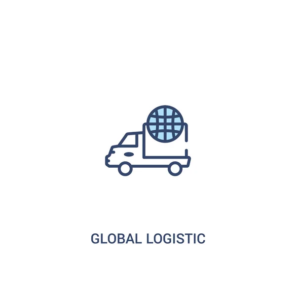 Conceito logístico global 2 ícone colorido. elemento de linha simples illu — Vetor de Stock