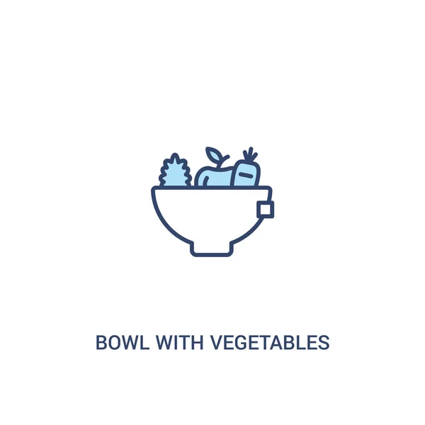 Bol avec concept de légumes 2 icône de couleur. élément de ligne simple — Image vectorielle