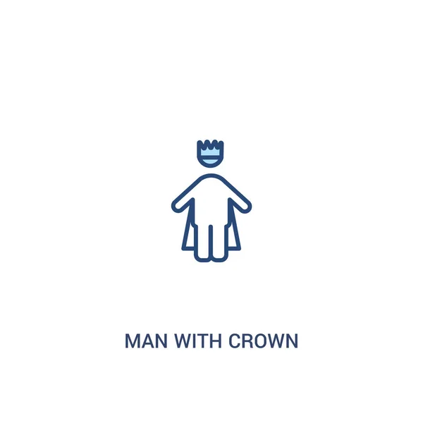 Homme avec couronne concept 2 icône de couleur. élément de ligne simple illus — Image vectorielle