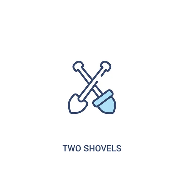Concepto de dos palas 2 icono de color. elemento de línea simple illustra — Vector de stock