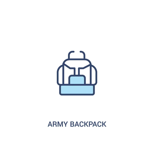 Concepto de mochila del ejército 2 icono de color. línea simple elemento illust — Vector de stock