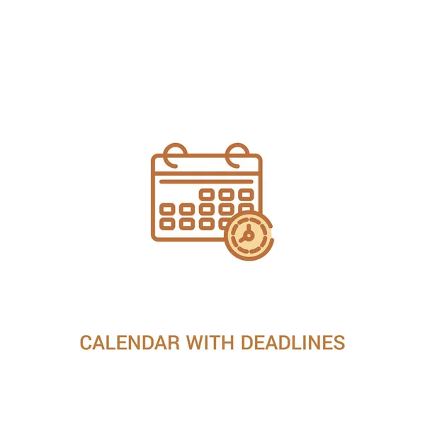 Calendario con le scadenze concetto 2 icona colorata. linea semplice elem — Vettoriale Stock