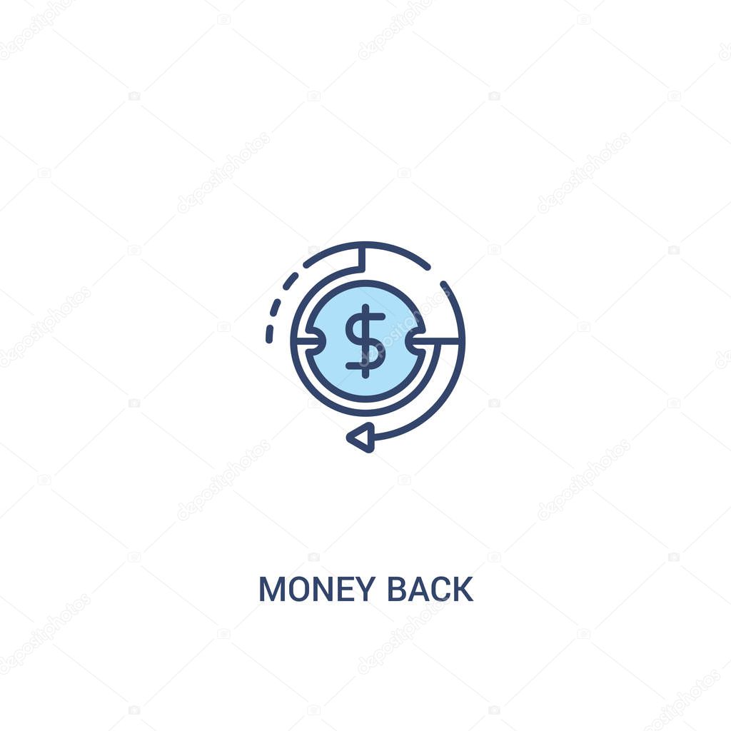 money back concept 2 colored icon. simple line element illustrat
