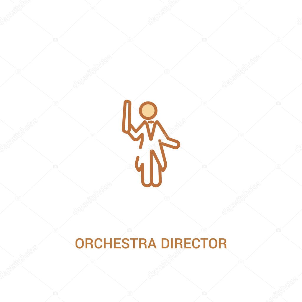Orchestra director concept 2 colored icon. simple line element illustration. outline brown orchestra director symbol. can be used for web and mobile ui/u