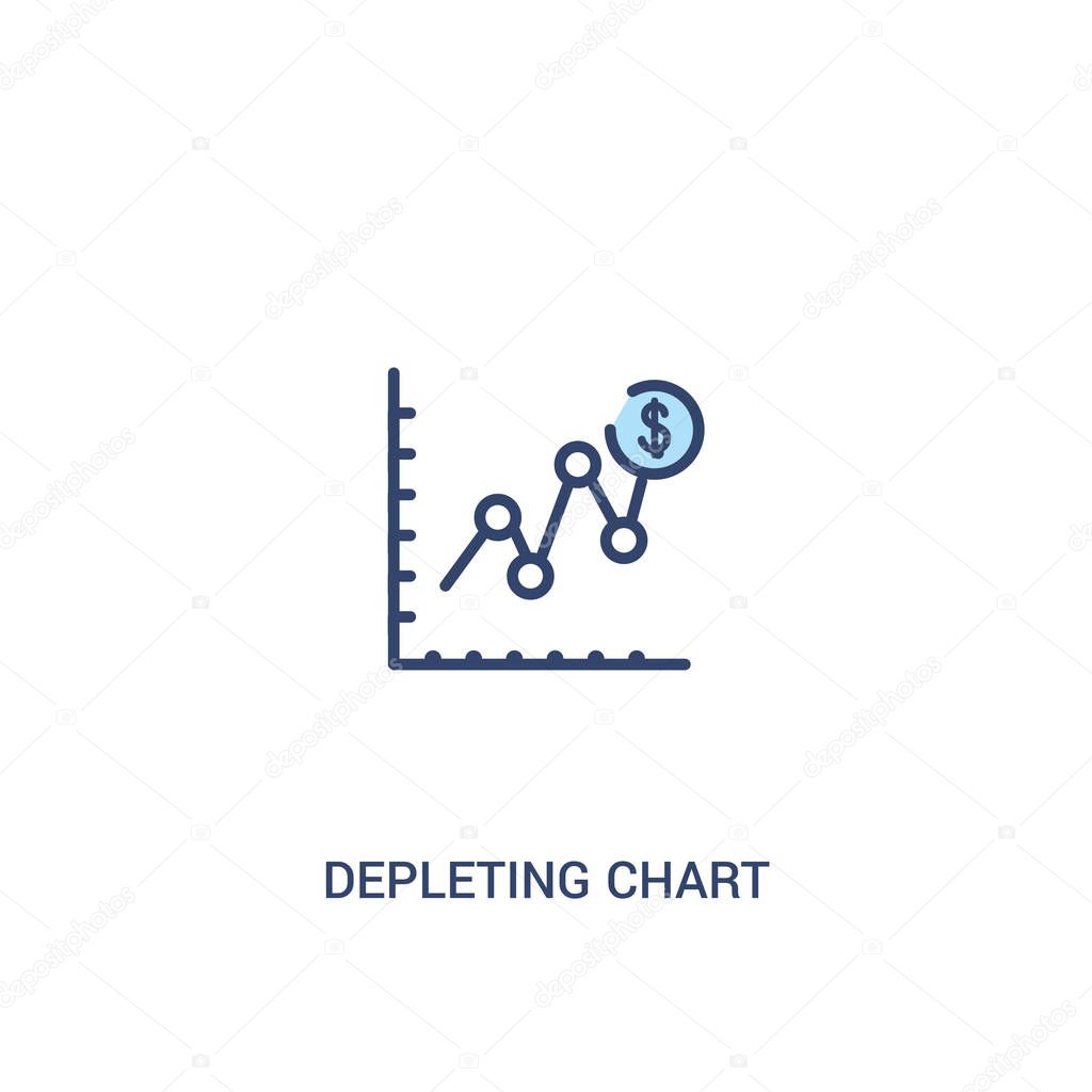 depleting chart concept 2 colored icon. simple line element illu