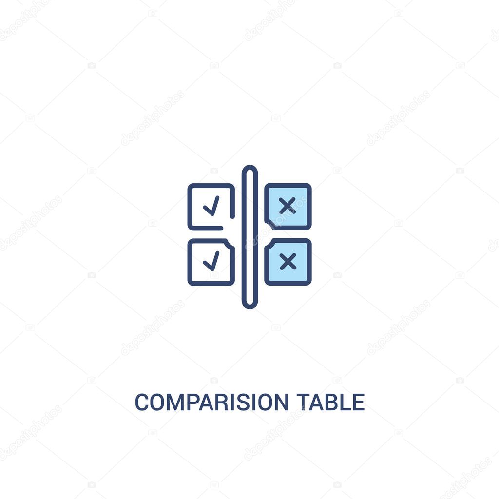 comparision table concept 2 colored icon. simple line element il