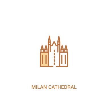 milan katedral ikon 2 renkli simgesi. basit çizgi elemanı illu