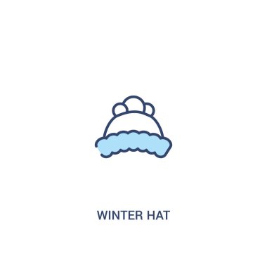 kış şapka kavramı 2 renkli simgesi. basit satır öğesi illustrat