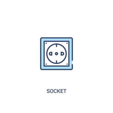 soket kavramı 2 renkli simgesi. basit çizgi elemanı illüstrasyon.