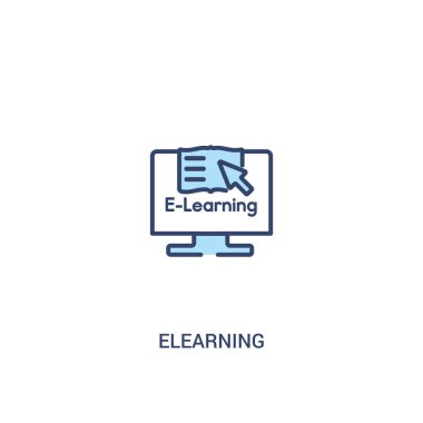 elearning kavramı 2 renkli simge. basit satır elemanı illustrati