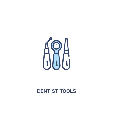 diş hekimi araçları kavramı 2 renkli simge. basit çizgi elemanı illust