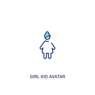 kız çocuk avatar kavramı 2 renkli simge. basit çizgi elemanı illu