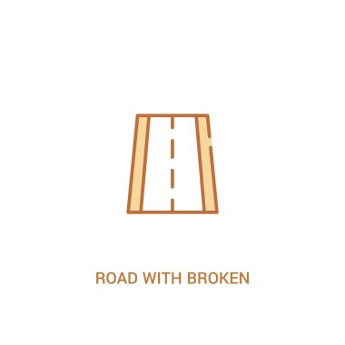 kırık çizgiler kavramı 2 renkli simgesi ile yol. basit satır eleme