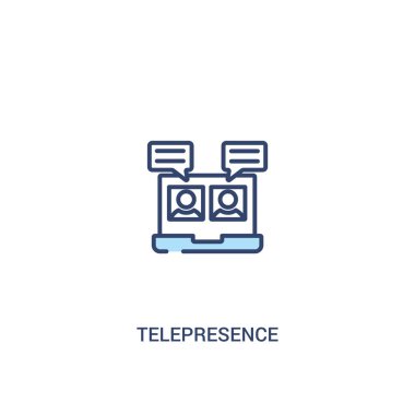 telepresence kavramı 2 renkli simge. basit çizgi elemanı illustr