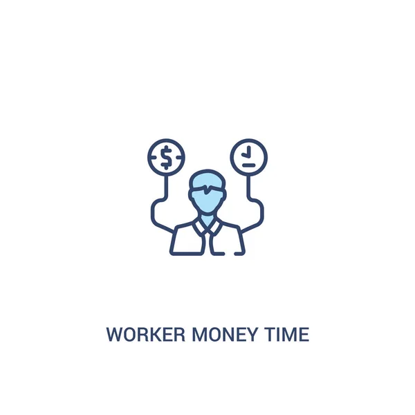 Trabalhador conceito de tempo de dinheiro 2 ícone colorido. elemento de linha simples il — Vetor de Stock