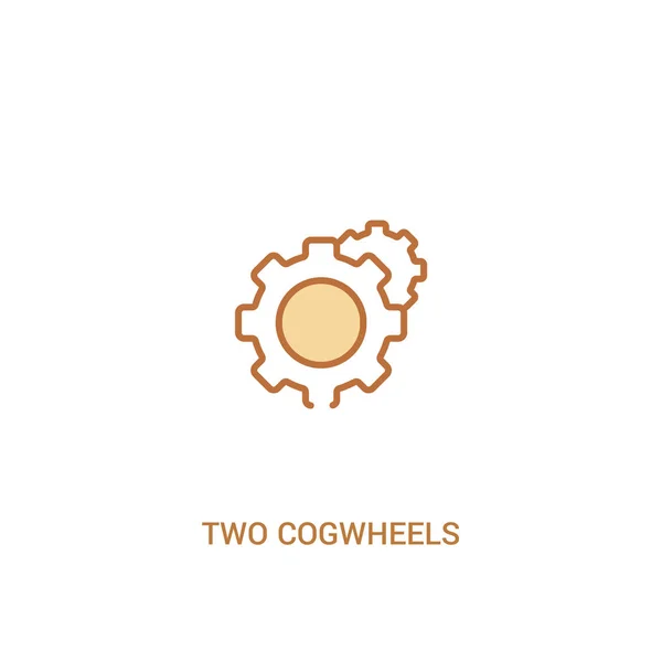 Dwa koła zębate koncepcja 2 kolorowa ikona. prosty element liniowy Illust — Wektor stockowy