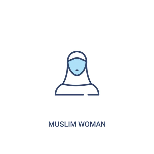 Müslüman kadın kavramı 2 renkli simgesi. basit çizgi elemanı illustr — Stok Vektör