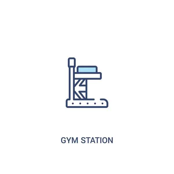 Concept de station de gym 2 icône de couleur. élément de ligne simple illustra — Image vectorielle