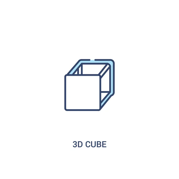3D-Würfelkonzept 2 farbiges Symbol. einfache Linienelement-Illustration — Stockvektor