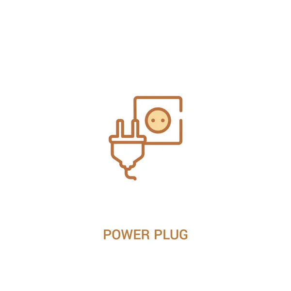 Konsep power plug 2 ikon berwarna. ilustrasi elemen baris sederhana - Stok Vektor