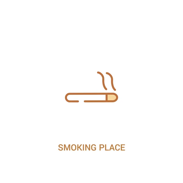 흡연 장소 개념 2 컬러 아이콘. 간단한 선 요소 설명 — 스톡 벡터