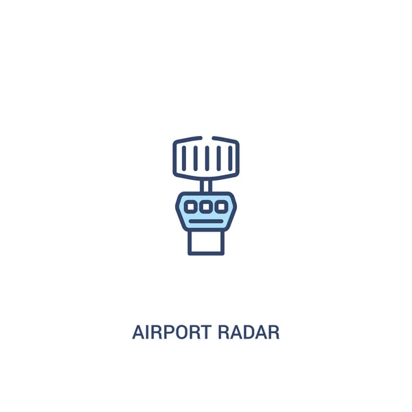 Concept radar de l'aéroport 2 icône de couleur. élément de ligne simple illust — Image vectorielle