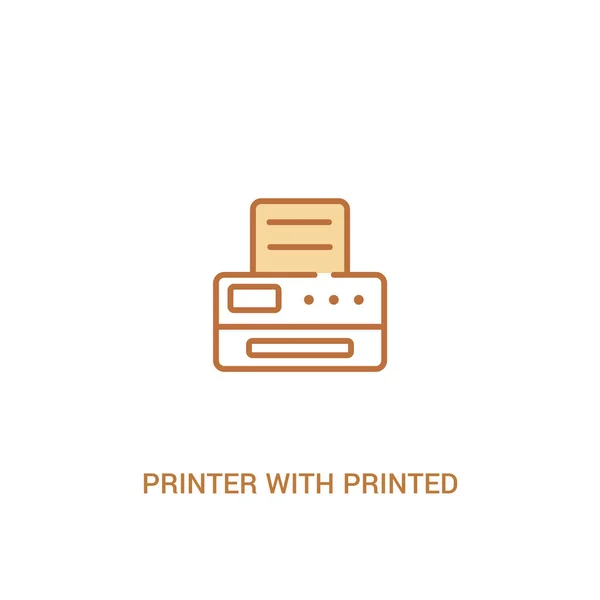 Impressora com conceito de papel impresso 2 ícone colorido. linha simples e — Vetor de Stock