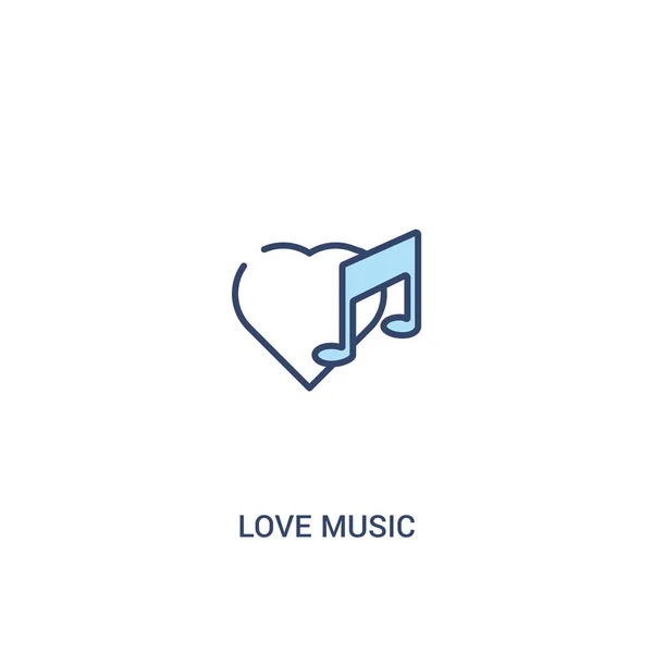 사랑 음악 개념 2 컬러 아이콘. 단순 선 요소 일러스트레이터 — 스톡 벡터