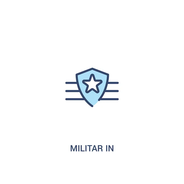 Militar dalam konsep 2 ikon berwarna. ilustrasi elemen baris sederhana - Stok Vektor