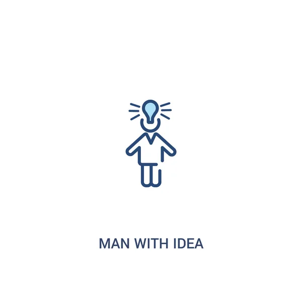 アイデアコンセプト2色のアイコンを持つ男。単純な行要素のイラスト — ストックベクタ