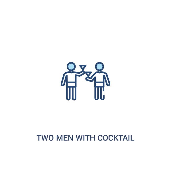 Två män med cocktail glasögon Concept 2 färgad ikon. Simple lin — Stock vektor