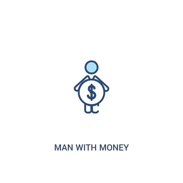 Homem com conceito de dinheiro 2 ícone colorido. elemento de linha simples illus — Vetor de Stock