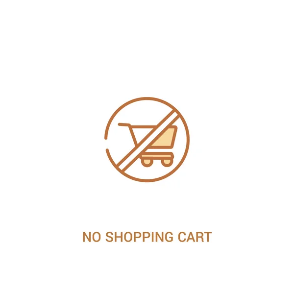 No shopping cart concept 2 colored icon. simple line element ill — Stock Vector