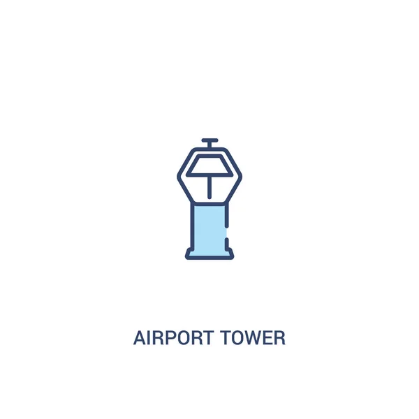 Concept de tour de l'aéroport 2 icône de couleur. élément de ligne simple illust — Image vectorielle