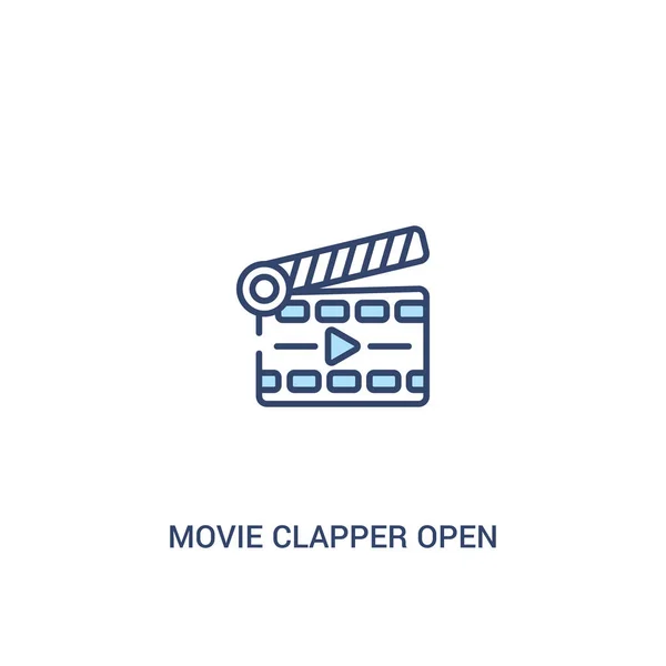 movie clapper open concept 2 colored icon. simple line element i