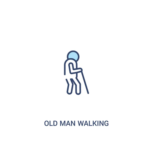 Alter Mann zu Fuß Konzept 2 farbiges Symbol. einfaches Linienelement illu — Stockvektor