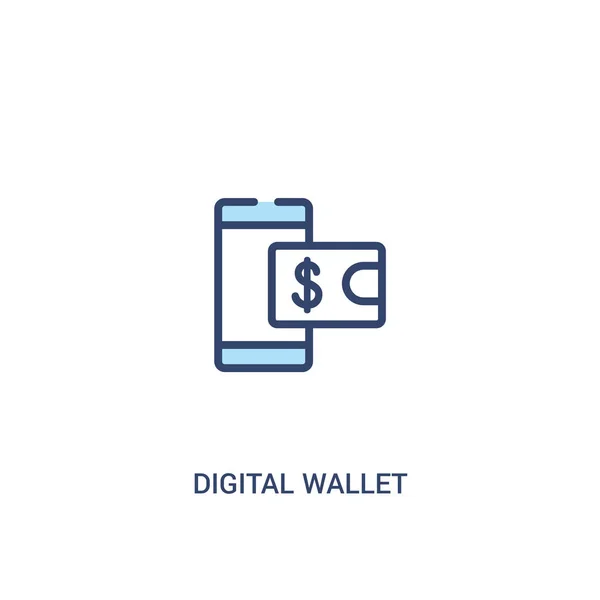 Concetto portafoglio digitale 2 icona colorata. elemento di linea semplice illus — Vettoriale Stock