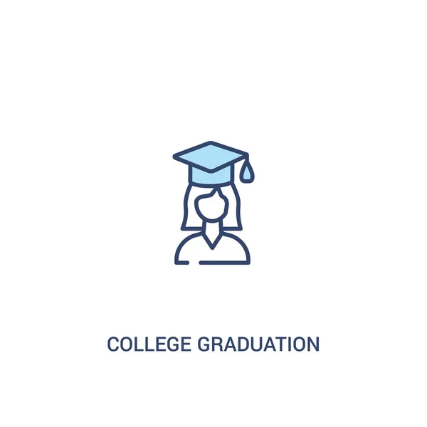 College graduation concept 2 icona colorata. elemento linea semplice i — Vettoriale Stock
