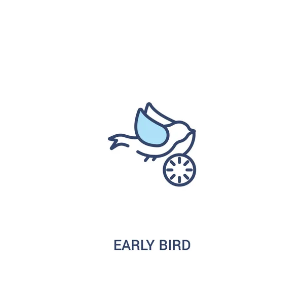 Concept d'oiseau tôt 2 icône de couleur. simple illustration d'élément de ligne — Image vectorielle