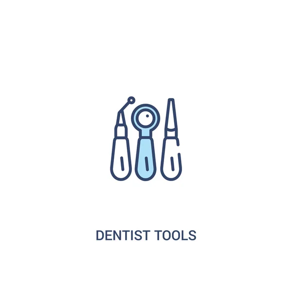 Concepto de herramientas dentista 2 icono de color. línea simple elemento illust — Vector de stock