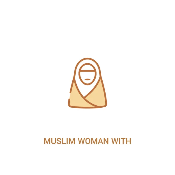 Muslim woman with hijab concept 2 colored icon. simple line elem — Stock Vector