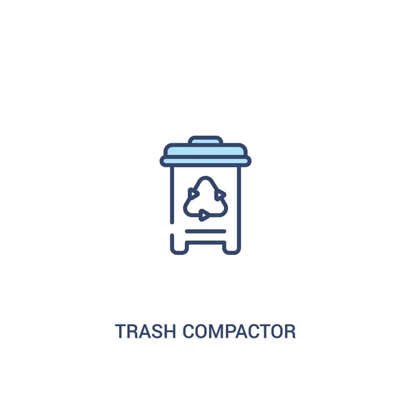 Concepto de compactador de basura 2 icono de color. elemento de línea simple illu — Archivo Imágenes Vectoriales