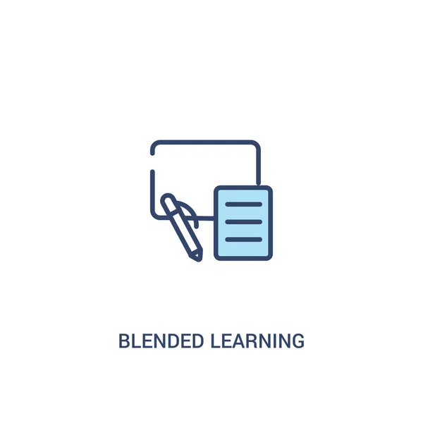 Blended learning concept 2 colored icon. simple line element ill — Stock Vector
