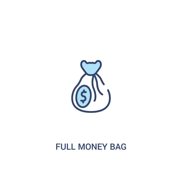 Conceito saco de dinheiro completo 2 ícone colorido. elemento de linha simples illus — Vetor de Stock
