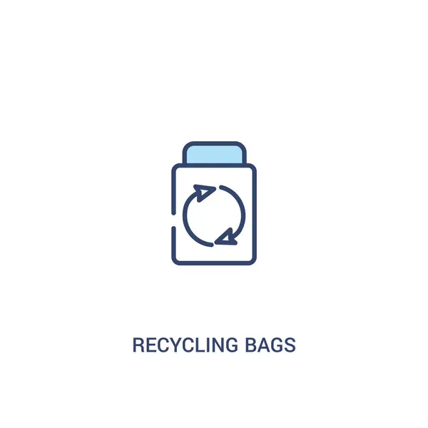 Concepto de bolsas de reciclaje 2 icono de color. línea simple elemento illus — Vector de stock