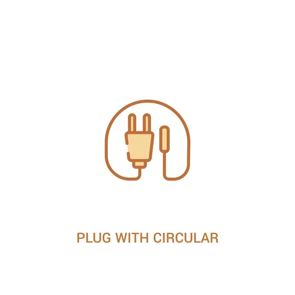 Enchufe con concepto de cable circular 2 icono de color. línea simple ele — Vector de stock